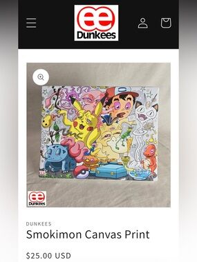 Dunkees Smokimon Canvas Print - Colorful Pokémon Art